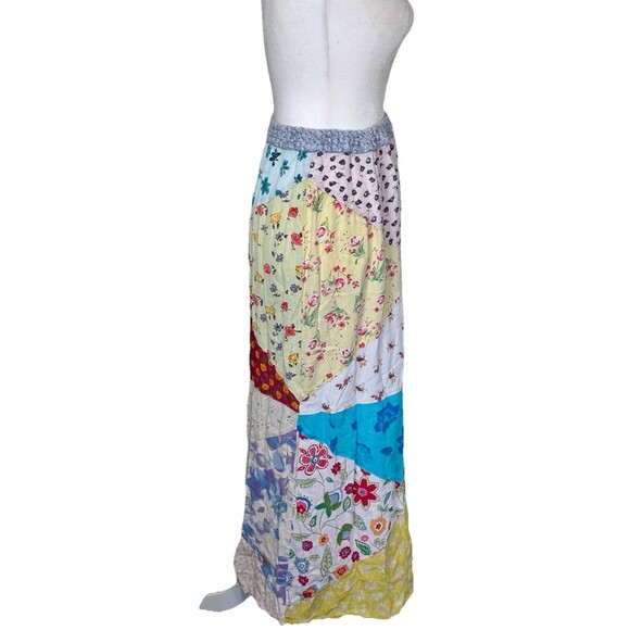 Sacred Threads Boho Patchwork Maxi Skirt Hippie Gypsy Festival Elastic Waist S/M - Picture 4 of 7